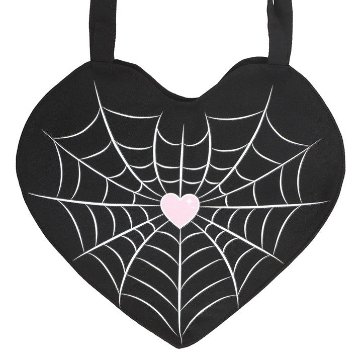 Spiderweb Heart Satin Tote Bag