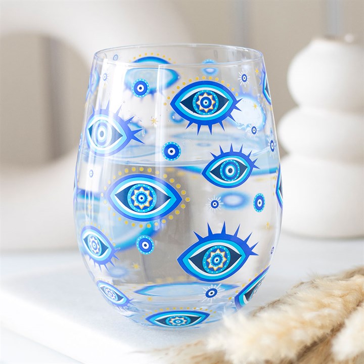 All Seeing Eye Print Stemless Glass