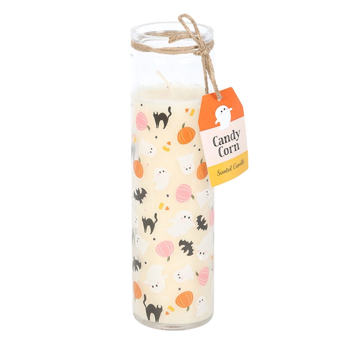 Sweet and Spooky Print Candy Corn Tube Candle