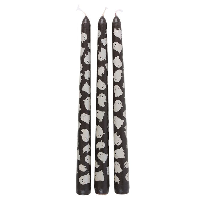 Set of 3 Ghost Print Taper Candles